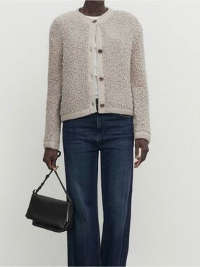 Massimo Dutti Boucle Knit Button Cardigan medium